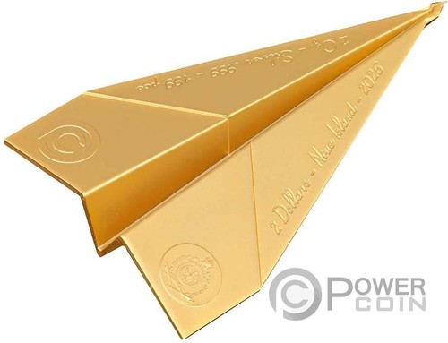 Paper airplane gilded folded - paper,
